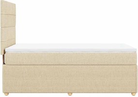 vidaXL Κρεβάτι Boxspring με Στρώμα Κρεμ 90x200 εκ.Υφασμάτινο