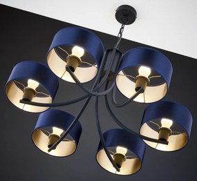 Κρεμαστό Πολύφωτο Arthur Φ78cm Μαύρο με Μπλε Ύφασμα