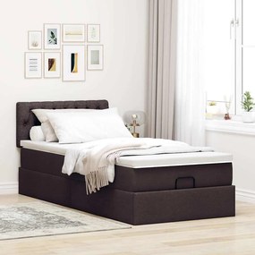 VidaXL Οθωμανικό κρεβάτι με στρώμα σκούρο καφέ 90x190cm ύφασμα