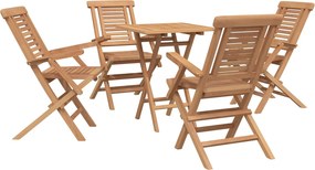 vidaXL Σετ Κήπου 5 τμχ. Καφέ 60 x 60 x 75 cm Συμπαγές ξύλο teak