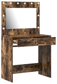 vidaXL Dressing Table με LED Φώτα Καπνιστού Δρυός 78.5x41x135 cm