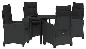 vidaXL Σέτ φαγητού για κήπο 5 pcs Μαύρο συνθετικό ρατάν