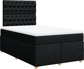 vidaXL Κρεβάτι Boxspring με Στρώμα Μαύρο 120x190 εκ. Υφασμάτινο