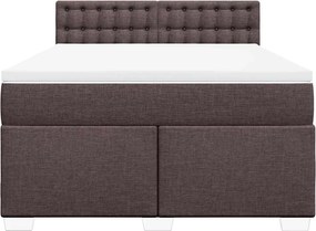 vidaXL Κρεβάτι Boxspring με Στρώμα Σκούρο Καφέ 140x190 εκ. Υφασμάτινο