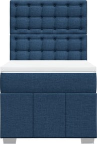 vidaXL Κρεβάτι Boxspring με Στρώμα Μπλε 90x200 εκ.Υφασμάτινο