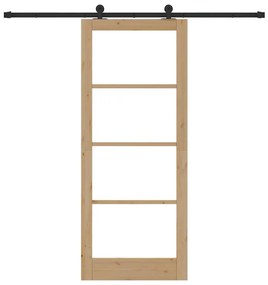vidaXL Συρόμενη Πόρτα Χειροκίνητος Καφέ 86 x 211 cm Ξύλο και μέταλλο