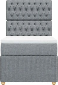 vidaXL Κρεβάτι Boxspring με Στρώμα Ανοιχτό Γκρι 100x200 εκ. Υφασμάτινο