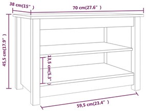 Παπουτσοθήκη 70 x 38 x 45,5 εκ. από Μασίφ Ξύλο Πεύκου - Καφέ