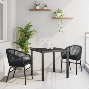 vidaXL Set Εξωτερικού Χώρου 3 Τεμάχια - Μαύρο Πολυ Ράτταν
