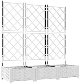 vidaXL Γλάστρα Κήπου με Πλέγμα 3 τμχ Λευκή 120x40x125.5 εκ