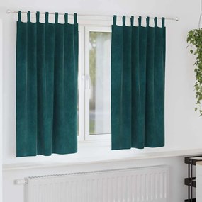 vidaXL Κουρτίνες 2 pcs Σκούρο πράσινο 140 x 175 cm Βελούδο