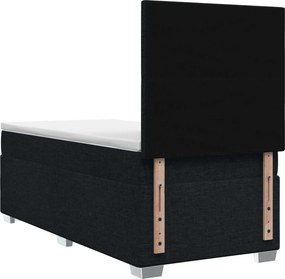 vidaXL Κρεβάτι box spring με στρώμα Μαύρο 90 x 200 cm Ύφασμα