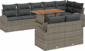 vidaXL Σετ Καναπέ Κήπου με μαξιλάρι 9 pcs Γκρι