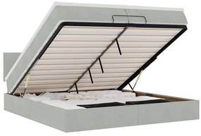 vidaXL Οθωμανικό κρεβάτι με στρώματα & LEDs Ανοιχτό γκρι Βελούδο