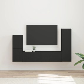 vidaXL Σετ επίπλου τηλεόρασης 4 pcs Μαύρο Επεξεργασμένο Ξύλο