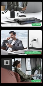 USAMS φορτιστής τοίχου CC265, USB &amp; 2x USB-C, 67W, GaN, λευκός
