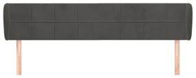 Κεφαλάρι με Πτερύγια Σκούρο Γκρι 183x23x78/88 εκ. Βελούδινο - Γκρι