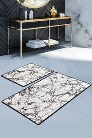 Bathmat Set (2 Pieces) Marble - White Multicolor