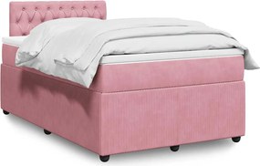 vidaXL Κρεβάτι Boxspring με Στρώμα Ροζ 120x190 εκ. Βελούδινο