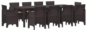 vidaXL Σέτ φαγητού για κήπο 11 pcs Καφέ Πολυπροπυλένιο