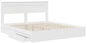 vidaXL Κρεβάτι Αποθήκης Λευκό 200 x 200 cm Επεξεργασμένο ξύλο