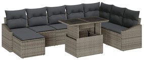 vidaXL Σετ Καναπέ Κήπου με μαξιλάρι 9 pcs Γκρι