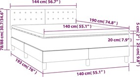 vidaXL Κρεβάτι Boxspring με Στρώμα Μαύρο 140x190 εκ. Βελούδινο