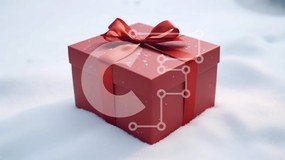 Intra Συλλεκτικό Ξύλινο Παζλ Plywood  4mm - Κόκκινο κουτί δώρου στο χιονισμένο τοπίο Σε Ξύλινο Κουτί - Διαστάσεις: 10x10 cm – 25 κομμάτια