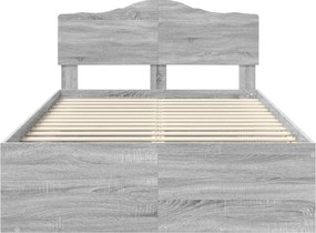 vidaXL Σκελετός Κρεβατιού Γκρι Sonoma 135 x 190 cm