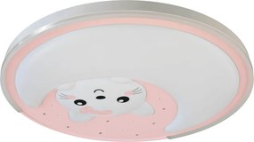 LED Παιδικό Φωτιστικό Οροφής Mooncat 34W Ροζ