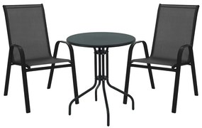 Intrahome Τραπεζαρία Vergo-Calan Intrahome 3τεμ μαύρο μέταλλο Φ60x70εκ | SKU: INTRAPA-241111252