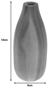 Βάζο Strezio pakoworld ξύλο ακακίας σε φυσική-καρυδί απόχρωση Φ8x18εκ