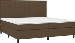 vidaXL Κρεβάτι Boxspring με Στρώμα &amp; LED Σκ.Καφέ 200x200εκ. Υφασμάτινο