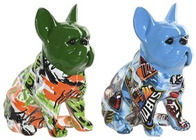 Διακοσμητική Φιγούρα Home ESPRIT Μπλε Πράσινο Πολύχρωμο Σκύλος 9,5 X 13 X 16 CM (x2)