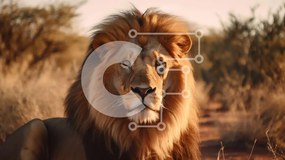 Σετ των 2 Intra Συλλεκτικό Ξύλινο Παζλ Plywood 4mm - Ισχυρή εικόνα ενός λιονταριού στο λιβάδι Σε Ξύλινο Κουτί - Διαστάσεις: 10x10 cm – 25 κομμάτια