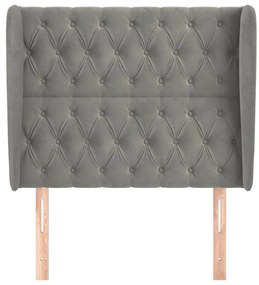 vidaXL Κεφαλάρι με Πτερύγια Ανοιχτό Γκρι 93x23x118/128 εκ. Βελούδινο