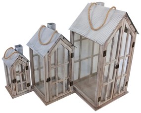 Intrahome Φανάρι Bearie intrahome σετ 3τεμ αλουμίνιο σε καφέ απόχρωση | SKU: INTRAPA-457111119