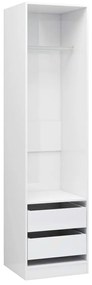 Ντουλάπα με Συρτάρια Γυαλιστερό Λευκό 50x50x200 εκ. Επεξ. Ξύλο - Λευκό