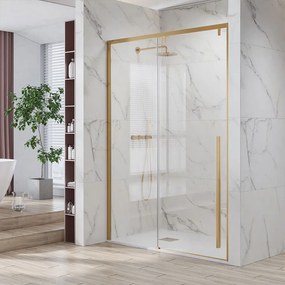Καμπίνα Ντουζιέρας Από Τοίχο Σε Τοίχο Συρόμενη Santorini 400 SANO400130 8mm Clear-Gold Karag 130 x200 Αλουμίνιο,Γυαλί
