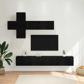 vidaXL Σετ επίπλου τηλεόρασης 7 pcs Μαύρη Δρυς Επεξεργασμένο Ξύλο