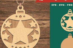 Intra απο ξύλο plywood 3mm-4mm πάχος Στολίδι με λέιζερ χριστουγεννιάτικη μπάλα 3 Δίασταση 8x8 cm INTRAFABR-109982413