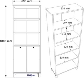 Βιβλιοθήκη ArteLibre BRAGI Λευκό/Φυσικό Μοριοσανίδα 69.5x32x180cm