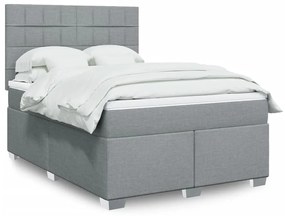 vidaXL Κρεβάτι Boxspring με Στρώμα Ανοιχτό Γκρι 140x190 εκ. Υφασμάτινο