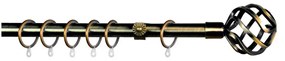Κουρτινόξυλο Φ19mm Μονό Επεκτεινόμενο 120-210cm Με Άκρα Grace Ball Cage Bronze 790126