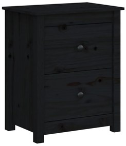 vidaXL Κομοδίνο Μαύρο 50 x 35 x 61,5 εκ. από Μασίφ Ξύλο Πεύκου