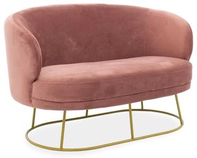 2 seater sofa Gloria in rotten apple velvet - golden metal 132x82x83cm 132x82x83 εκ.