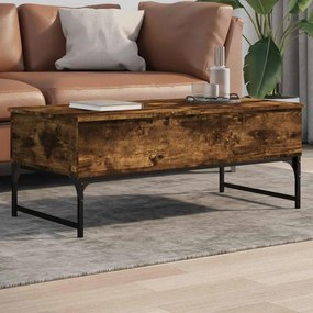 vidaXL Τραπεζάκι Σαλονιού Καπνιστή Δρυς 100x50x40 εκ. Επ. Ξύλο&Μέταλλο