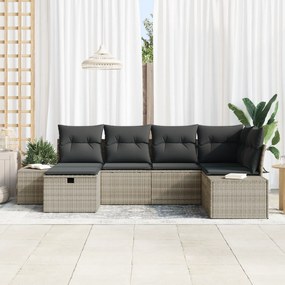 vidaXL Σετ 6 Τεμαχίων Καναπέ Κήπου με Μαξιλάρια Ανοιχτό Γκρι Πολυ Ρατάν
