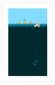 Αφίσα με παρπαστού Μαγική θάλασσα με βάρκα - 40x60 white
