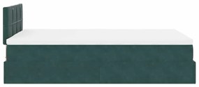 Οθωμανικό κρεβάτι με στρώμα &amp; LEDs Dark Green 120x200cm Velvet 3312617